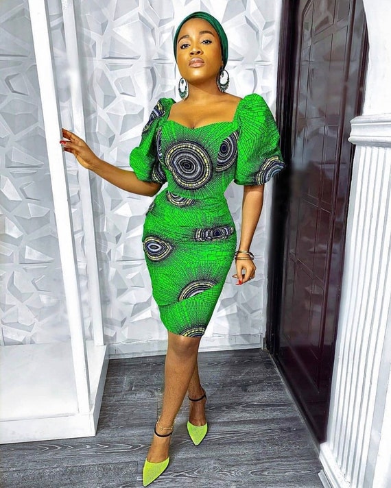 puff sleeve ankara dress