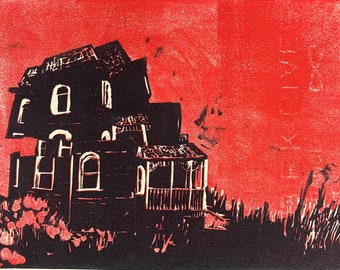 Haus - original Linoldruck in limitierter Auflage