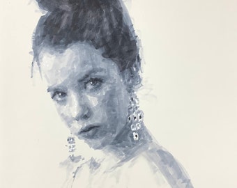 Brunette Facing Left - original marker drawing