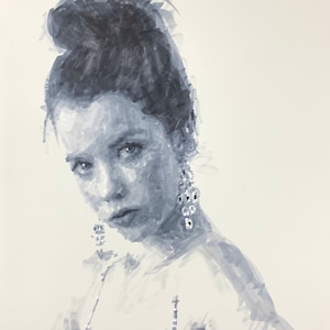 Brunette Facing Left - original marker drawing