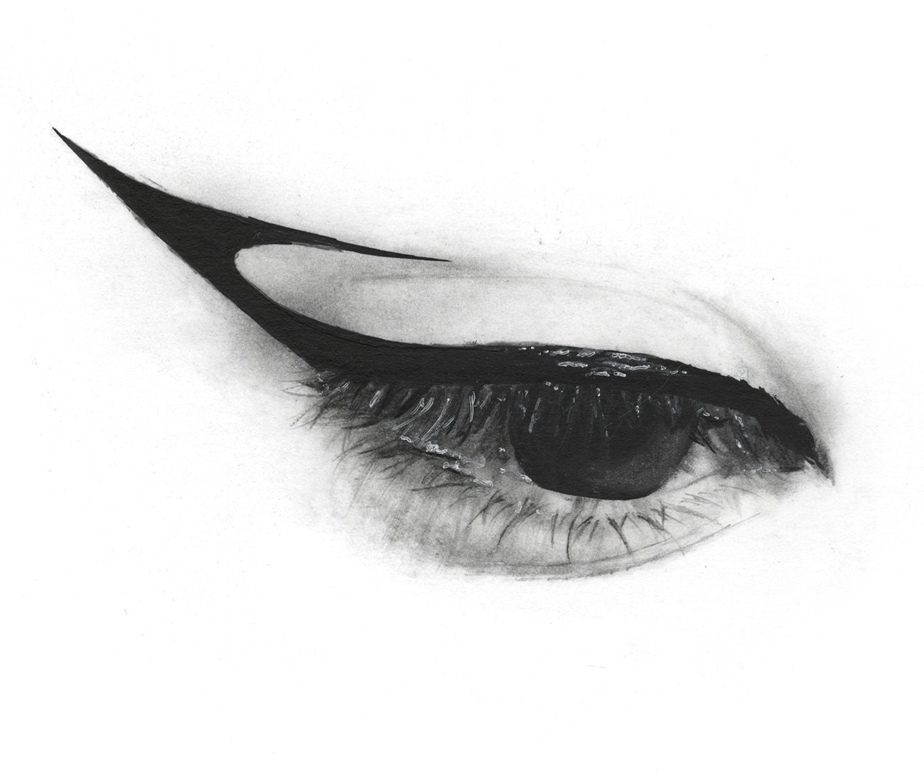 Val Garland Eyeliner Original Charcoal Drawing Etsy
