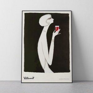 Rouge, 1977, Bernard Villemot, vrouw, midden eeuw, Campari, vintage reclameposter, woonkamer, download print in 3 maten