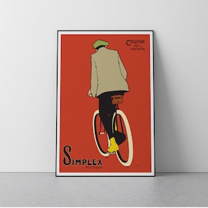 Simplex, Bicycle, Travel Art, Life style, Amsterdam, Vintage advertisement, Transportation Art, Living room, Download Print in 3 sizes