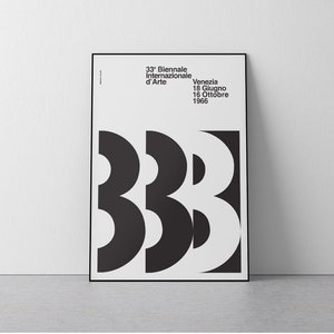 33, Massino Vignieli, Biennale, 1966, Venice, Typography, Minimalistic, Abstract, office poster, Download Print in 3 sizes