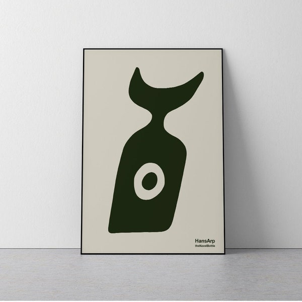 Naval Bottle, Hans (Jean) Arp, Lithograph, 1925, Dadaism, Object, Minimalistic, Abstract, Living room poster, Download Print in 3 sizes