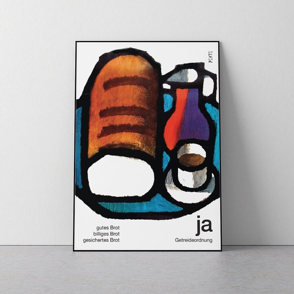 Brot (bread), Piatti Celestino, 1957, Swiss Design, Mid Century, German Advertisement, Kitchen & dining, Entryway, Download Print in 3 sizes