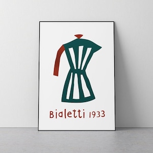 Bialetti 1933, Klaas Gubbels, Vintage Coffee Poster, 1933, Mid Century, Living room, Kitchen, Entryway, Game room, Download Print in 3 sizes image 1