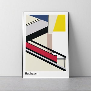 Bauhaus, Stairway, Walter Gropius, Geomentric Architecture, Early Century, Art School, Rare Poster, Download Print in 3 sizes