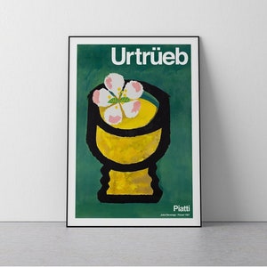 Flower, Piatti Celestino, 1957, Swiss Urtrueb Juice Beverage Advertisement, Mid Century, Kitchen & dining, Living room, Download in 3 sizes
