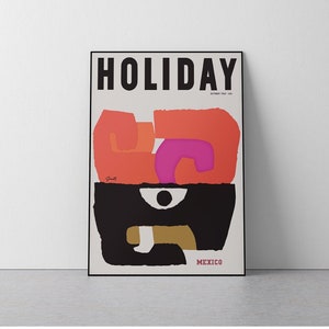 Holiday, Mexico, Travel Poster, 1962, George Giusti, Mid Century, Vintage Cover, Living room, Bedroom, Entryway, Download in 3 sizes