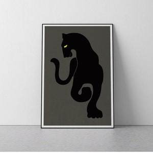 Panther, 1970, Vintage Russian poster, Mid Century Art, Dark, Animal, Wall Decor, Living room, Doorway, Bedroom, Download Print in 3 sizes