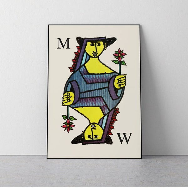 Graphis84, 1959, Stig Lindberg, Mother, Woman, Playing Card, Mid Century, Magazine Cover, Living room, Entryway, Download Print in 3 sizes