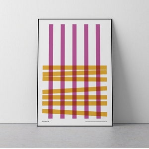 Textile, Herman Miller 1960, Contemporary, Abstract, Geometric, Pink yeloow, Mid Century, Living room, Office, Download Print in 3 sizes