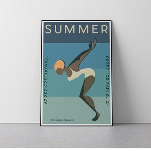 Summer, Mid Century Art, Geometric Art, Chezh, Minimal Design, Wall Art Print, Wall Decor, Poster Print, Download Print in 3 sizes