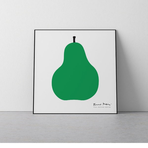 Pear, Enzo Mari, 1965, Nature Series, symbol, icon, fruit Home poster, Nursery Kitchen room, Download Print in 3 sizes