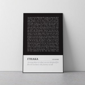 Ithaka, Inspirational Poetry, Typography poster, Lettering, Cavafi, Modern, Wall Art Print, Livong Room, Download Print in 3 sizes