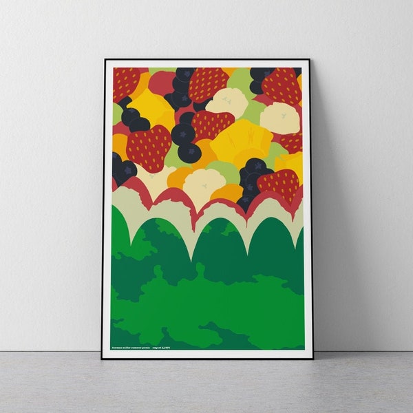 August 5, Herman Miller, Summmer, 1977, Rare Poster, picnic, Fruits, Livingroom, kitchen, Mid Century, Download Print in 3 sizes