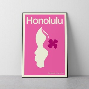 Honolulu, PanAm advertisement, George Tscherny, 1970, Travel, Summer poster, exotic, Mid Century, Livingroom, Download Print in 3 sizes