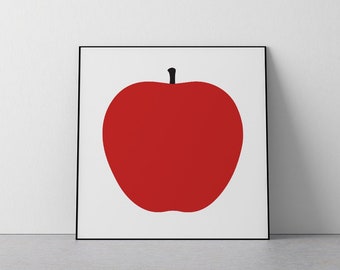 Apple, Enzo Mari, 1965, Nature Series, symbol, icon, fruit Home poster, Nursery Kitchen room, Download Print in 3 sizes