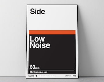 Low Noise, Cassette tape, 1974, inspired of Vintage Cassette tape cover, Geometrical, Office, Bedroom, Living room, Download in 3 sizes