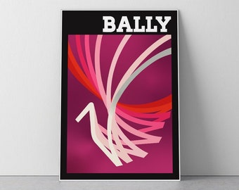 Bally, Art Deco, Eighties, Fashion art, Vintage advertisement poster, living room, Bedroom, Entryway, Download Print in 3 sizes