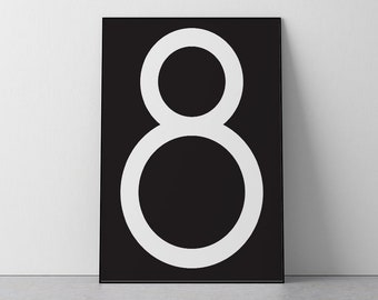 Number Five 5 SHIPPED Print Black and White Wall Art Modern - Etsy