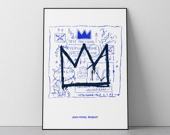 Corona Blu, Jean-Michel Basquiat, Iconico, Raro, Moderno, Design Contemporaneo, Soggiorno, Ingresso, Camera da Letto, Scarica Stampa in 3 dimensioni