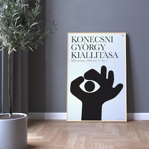 Kiallitasa, Exhibition poster, Konecsni György, 1968, Dadaism, Human Sculpture, Minimalistic, Abstract, Living room poster