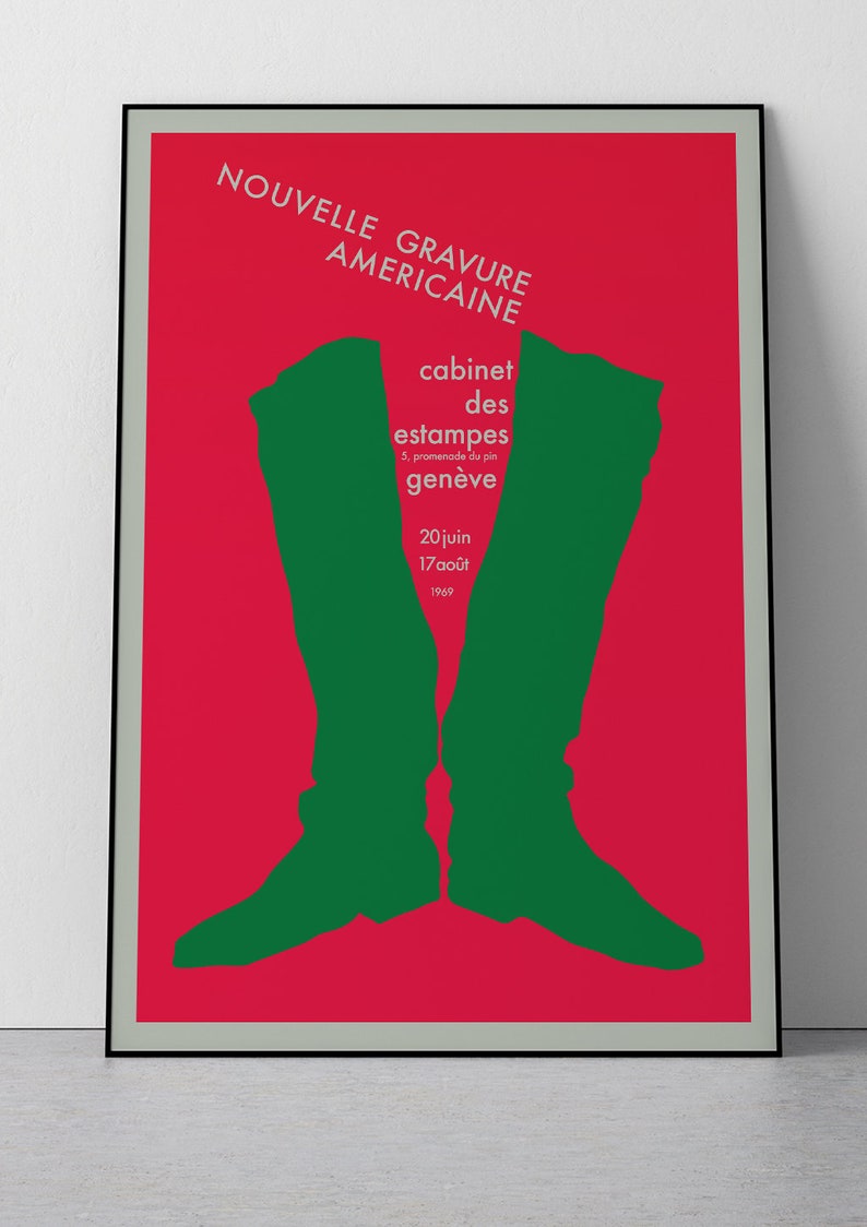 Nouvelle gravure américaine, Genève 1969, Vintage advertisement poster, Poster Print, Entryway, Download Print in 3 sizes image 2