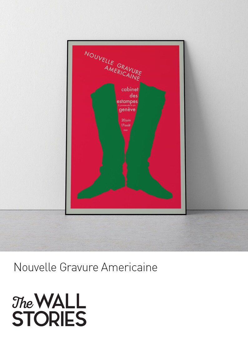 Nouvelle gravure américaine, Genève 1969, Vintage advertisement poster, Poster Print, Entryway, Download Print in 3 sizes image 1