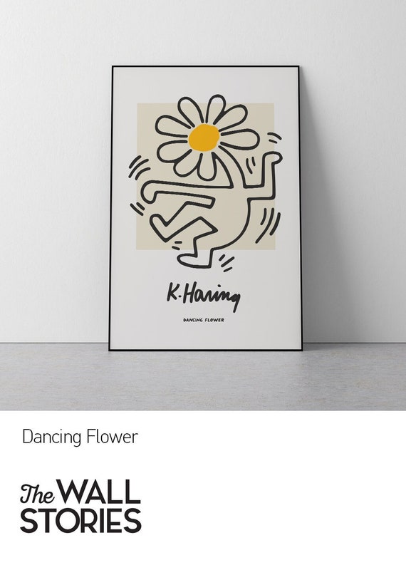 Tanzende Blume, Keith Haring, Glücklich, Pop art, Floral, Figur