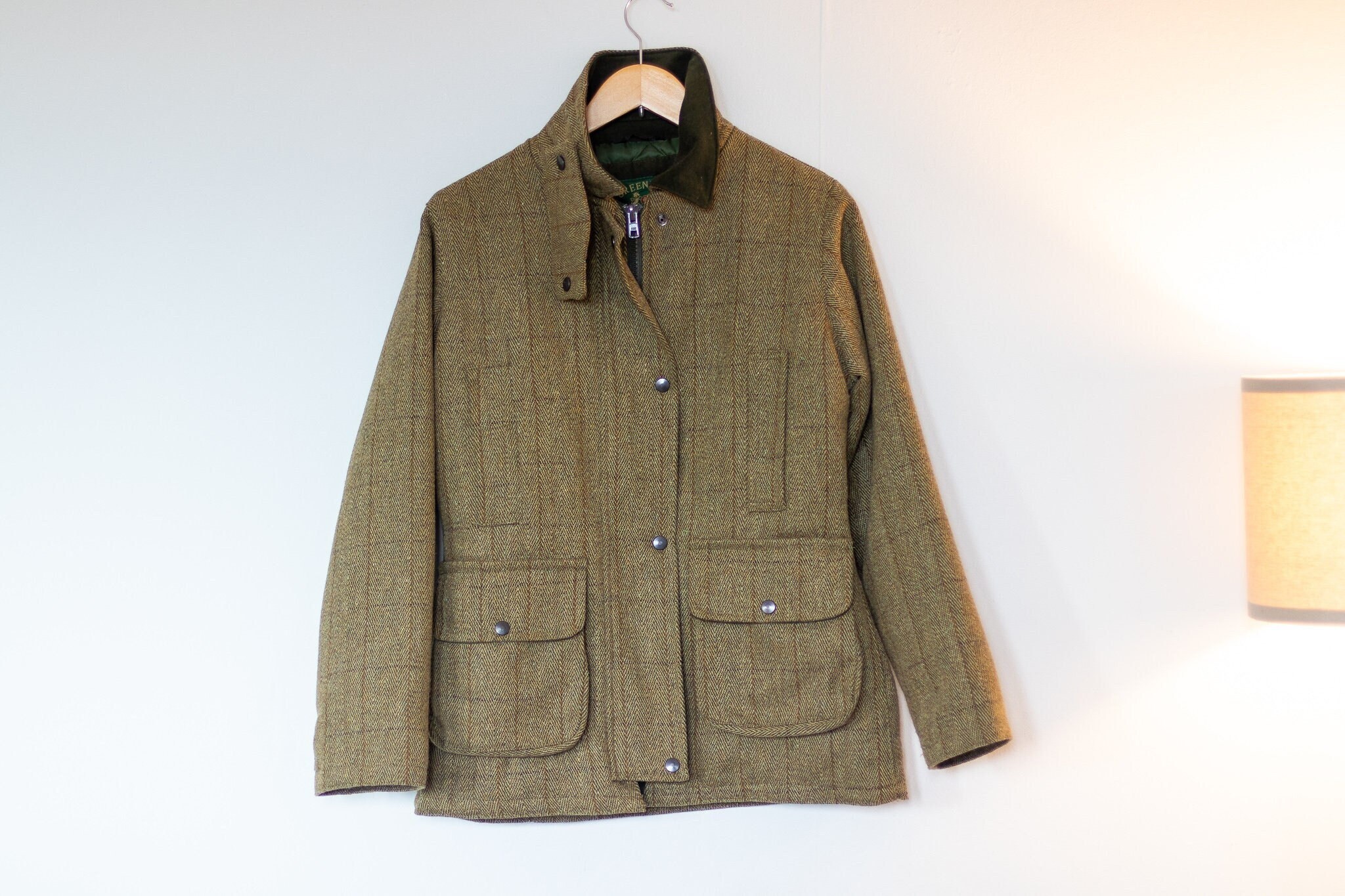 Green Belt Country Wear Tweed Field Jacket Size 12 UK Women s