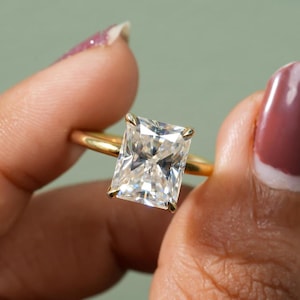 3.5 CT Radiant Cut Moissanite Diamond Ring Solitaire Engagement Ring 14K Solid Gold Wedding Ring Anniversary Gift For Women