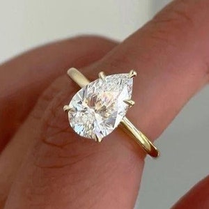 3 CT Pear Cut Moissanite Diamond Engagement Ring 14K Gold Wedding Ring Anniversary Ring Pear Shaped Diamond Ring Promise Ring For Women