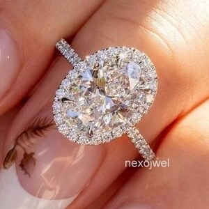 3 CT Oval Cut Moissanite Dimond Ring Oval Diamond Halo Engagement Ring 14K Gold Wedding Ring Anniversary Ring For Women Proposal Ring