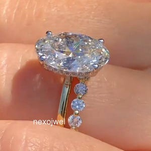 3 CT Oval Cut Moissanite Engagement Ring Set 14K Gold Bridal Ring Set Oval Wedding Ring Set Anniversary Ring Set Oval Diamond Ring Set