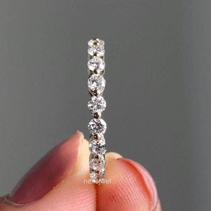 Round Cut Moissanite Band Stackable Band 14K Gold Wedding Band Full Eternity Matching Band Bubble Set Anniversary Band Minimalist Band