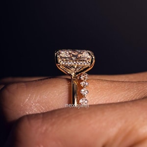 3.5 CT Radiant Cut Moissanite Engagement Ring Set 14k Solid Gold Wedding Ring With Bubble Band Bridal Ring Set Anniversary Ring For Women