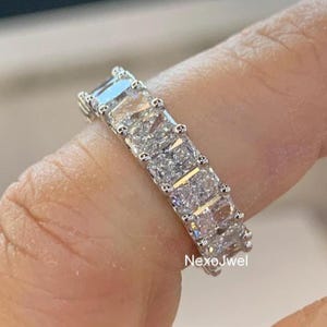 3TW Radiant Cut Moissanite Full Eternity Band 14K White Gold Wedding Band Matching Band Stackable Band Radiant Diamond Band Anniversary Band