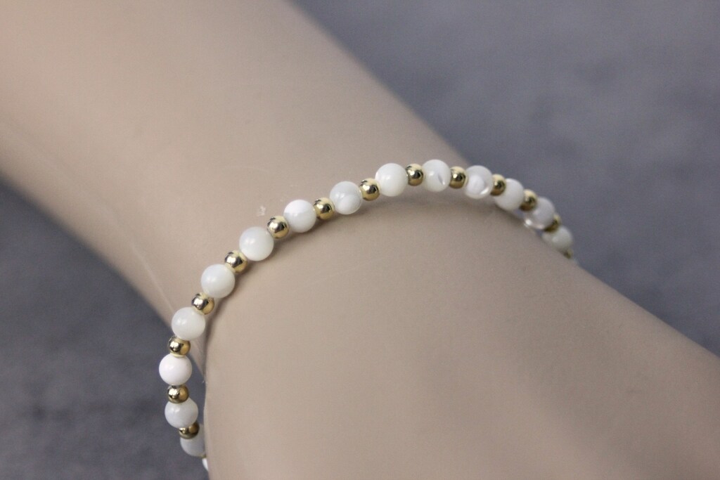 Bracciale Donna In Pietra Naturale Con Perle D'acqua Dolce E Tormalina, Placcato Oro, Regalo Per Mamma