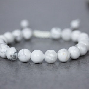 Bracelet en pierres naturelles perles howlite blanche