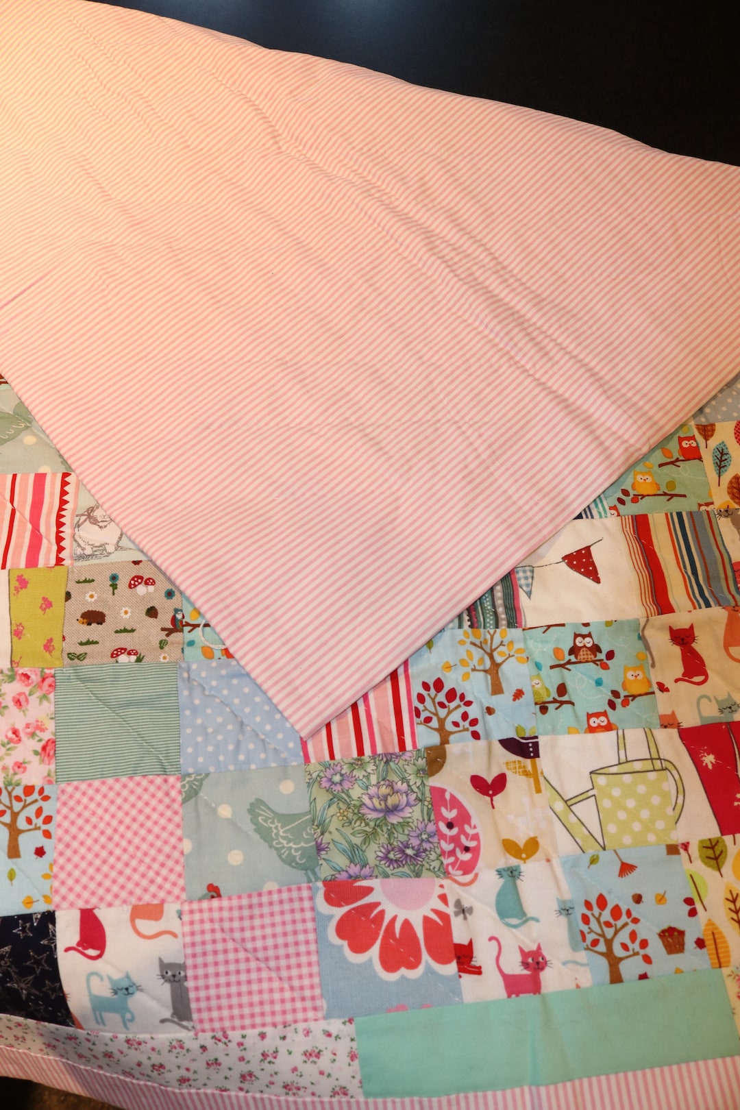 Pink Patchwork Quilt, Handmade - Etsy