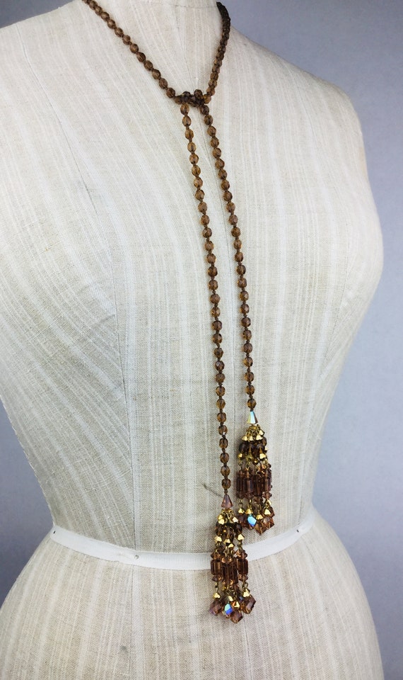 Vintage Austrian Crystal Bead Wrap And Tassel Nec… - image 4