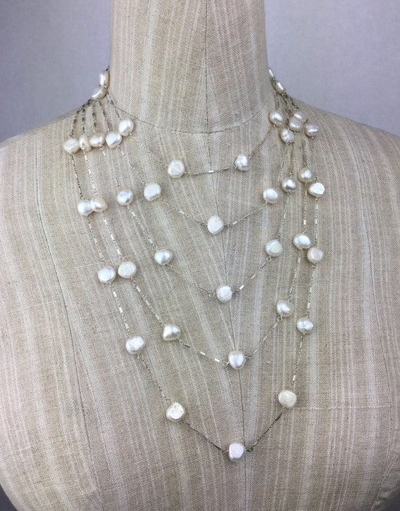 5 Strand Freshwater Coin Pearl 
