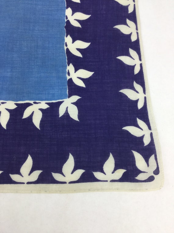 Vintage Blue Linen Hankie Handkerchief