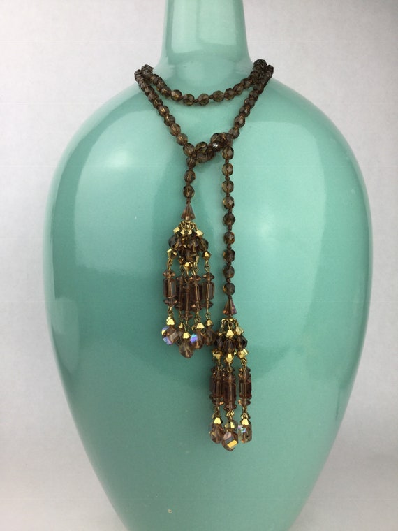 Vintage Austrian Crystal Bead Wrap And Tassel Nec… - image 2