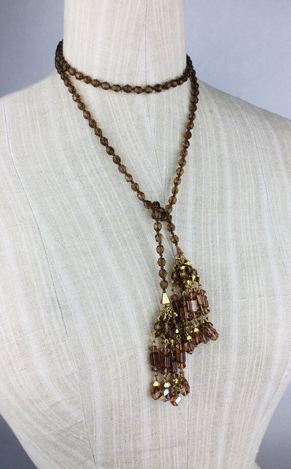 Vintage Austrian Crystal Bead Wrap And Tassel Nec… - image 3