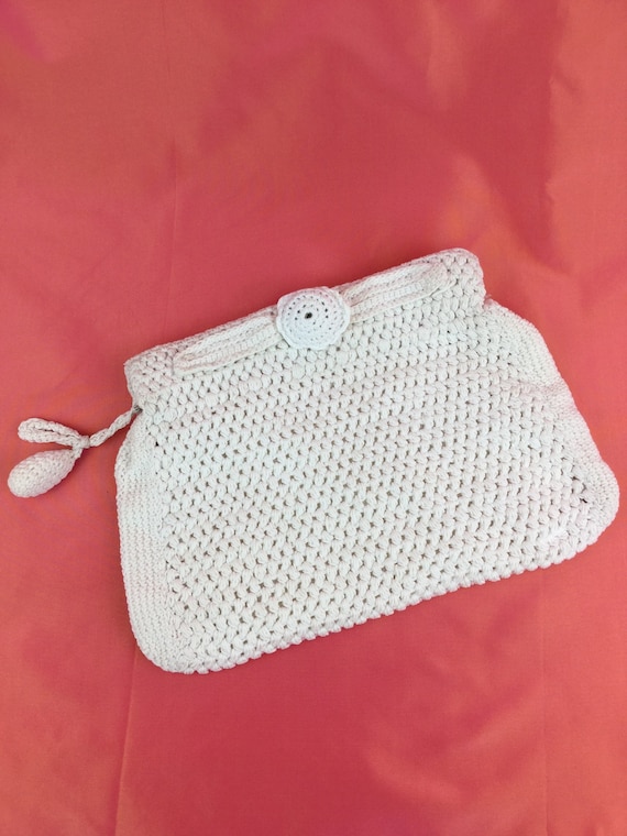 Vintage 1940s 1950s Crochet Pochette Pouch Zippere