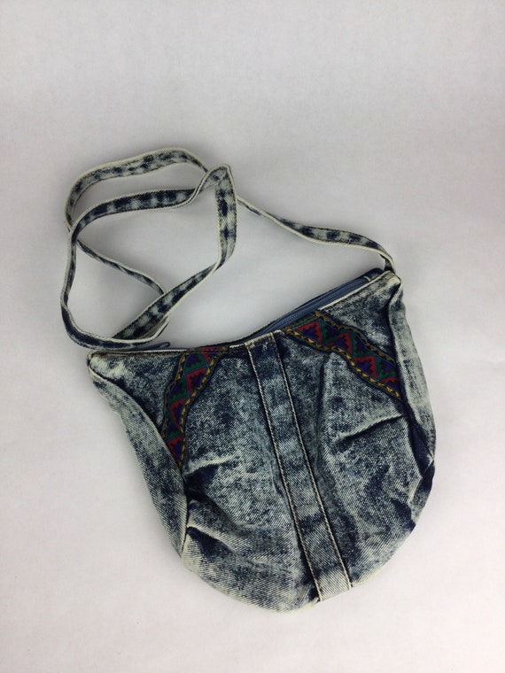 Vintage Acid Wash 1980s Y2K Purse Shoulder Bag - image 4