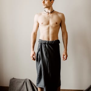 Longyi Mens Linen - Sarong Linen Dhoti - Indian Pants - Pareo - Lavalava - Malong Mens Linen Homewear beachwear surf boho Hippie One size